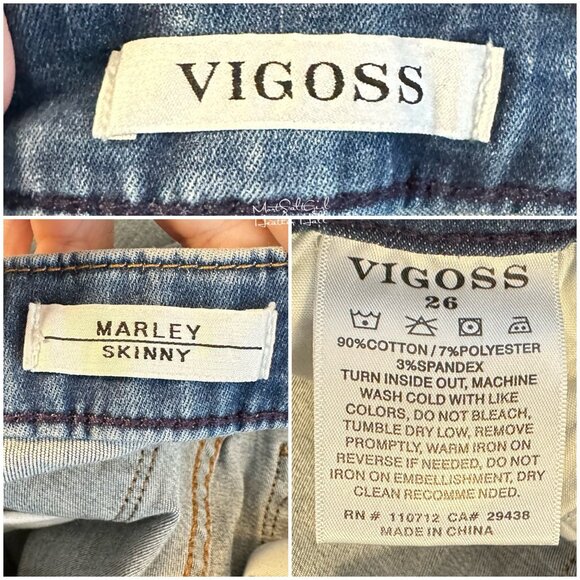 Vigoss Marley Skinny Light Wash Jeans Size 26 - Picture 7 of 7